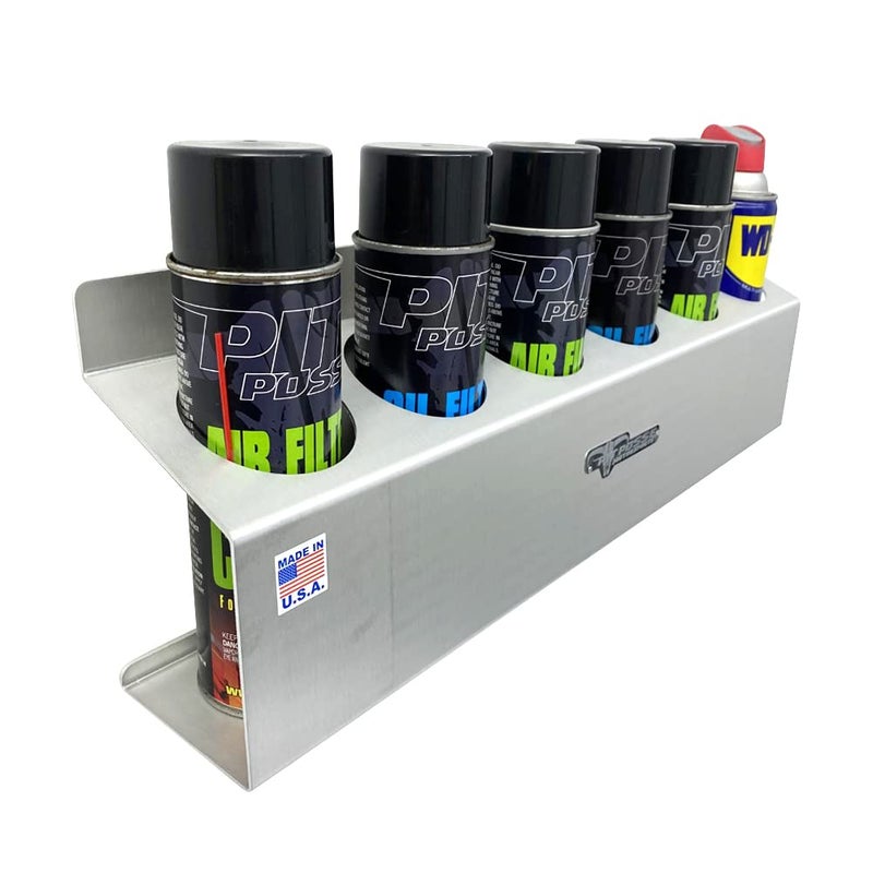 Pit Posse 302 Six Bottle Aerosol Spray Can Rack Shelf Holder 23" Caddy - Made in USA - Enclosed Race Trailer Garage Shop Storage Organizer Aluminum Storage Universal Mounting 5 Year Warranty (Silver) - Image 3
